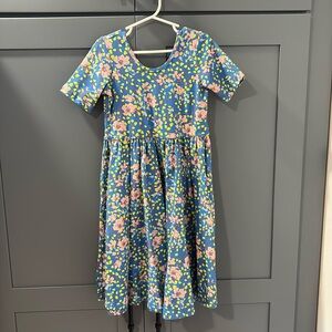 Alice + Ames Blue Florals Short Sleeve Twirl Dress
